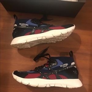 Valentino Sound High Blue/Red/Paint Splatter Shoe